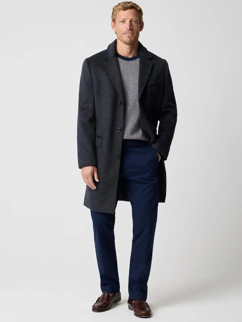 J. Crew Men's Dark Charcoal Gray Wool Blend Topcoat Size 42 NEW $450